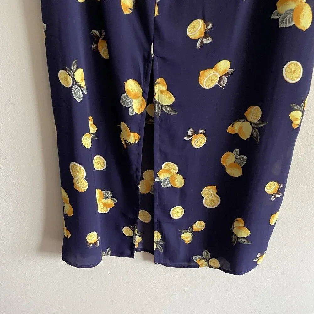 Fashion Nova Women M Navy Blue Lemon Pie Crop Tank Top Maxi Skirt Set NWT